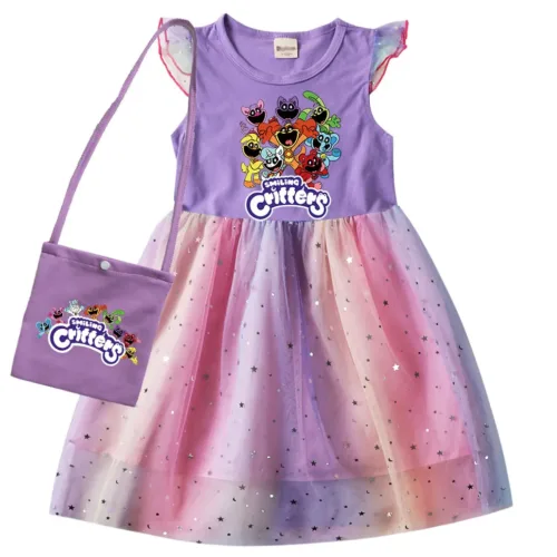 Smiling Critters Cosplay Costume Catnap Rainbow Mesh Princess Dress