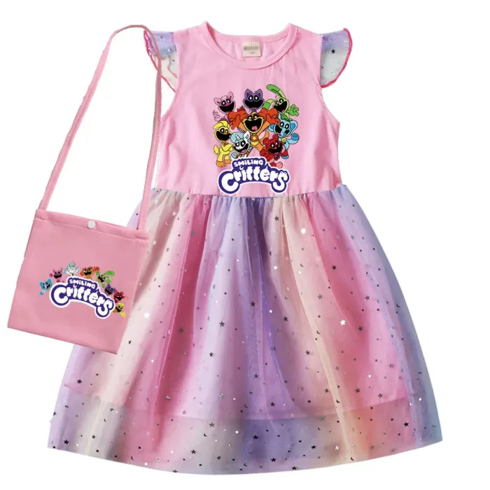 Smiling Critters Cosplay Costume Catnap Rainbow Mesh Princess Dress