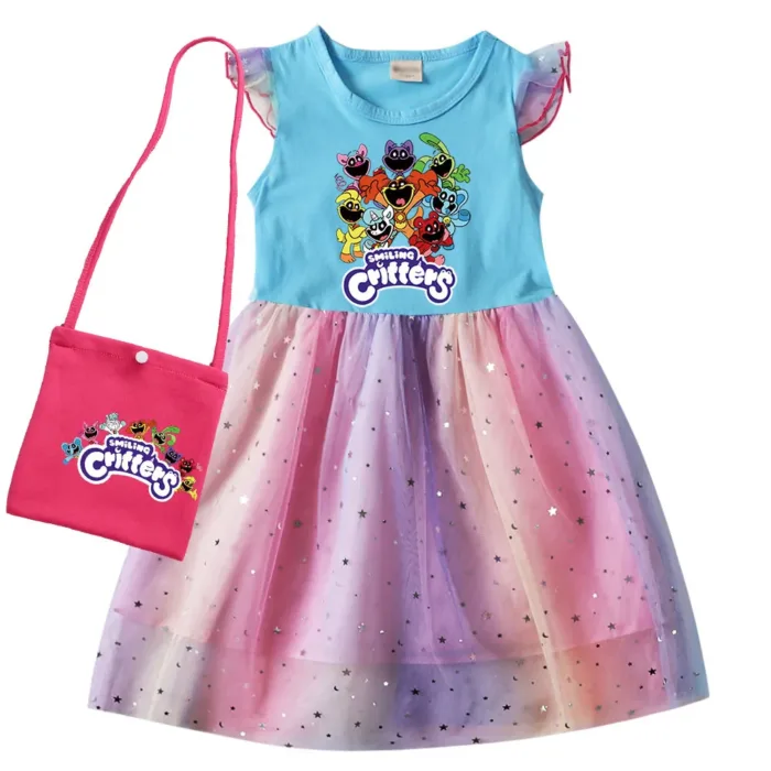 Smiling Critters Cosplay Costume Catnap Rainbow Mesh Princess Dress