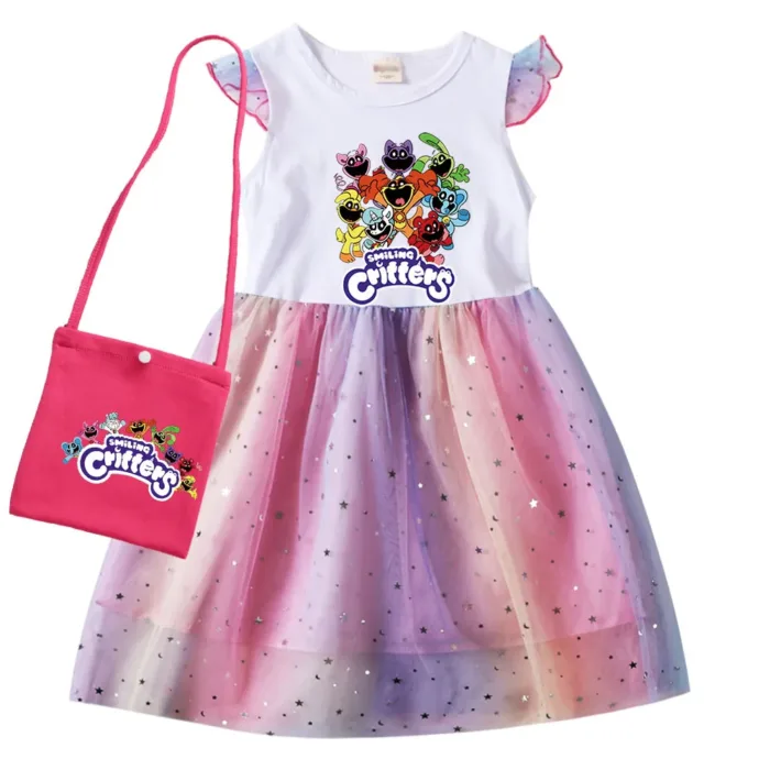 Smiling Critters Cosplay Costume Catnap Rainbow Mesh Princess Dress