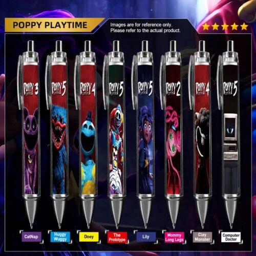 Poppy Playtime Character Pen & Mechanical Pencil - Black Gel Ink, 0.5mm HB