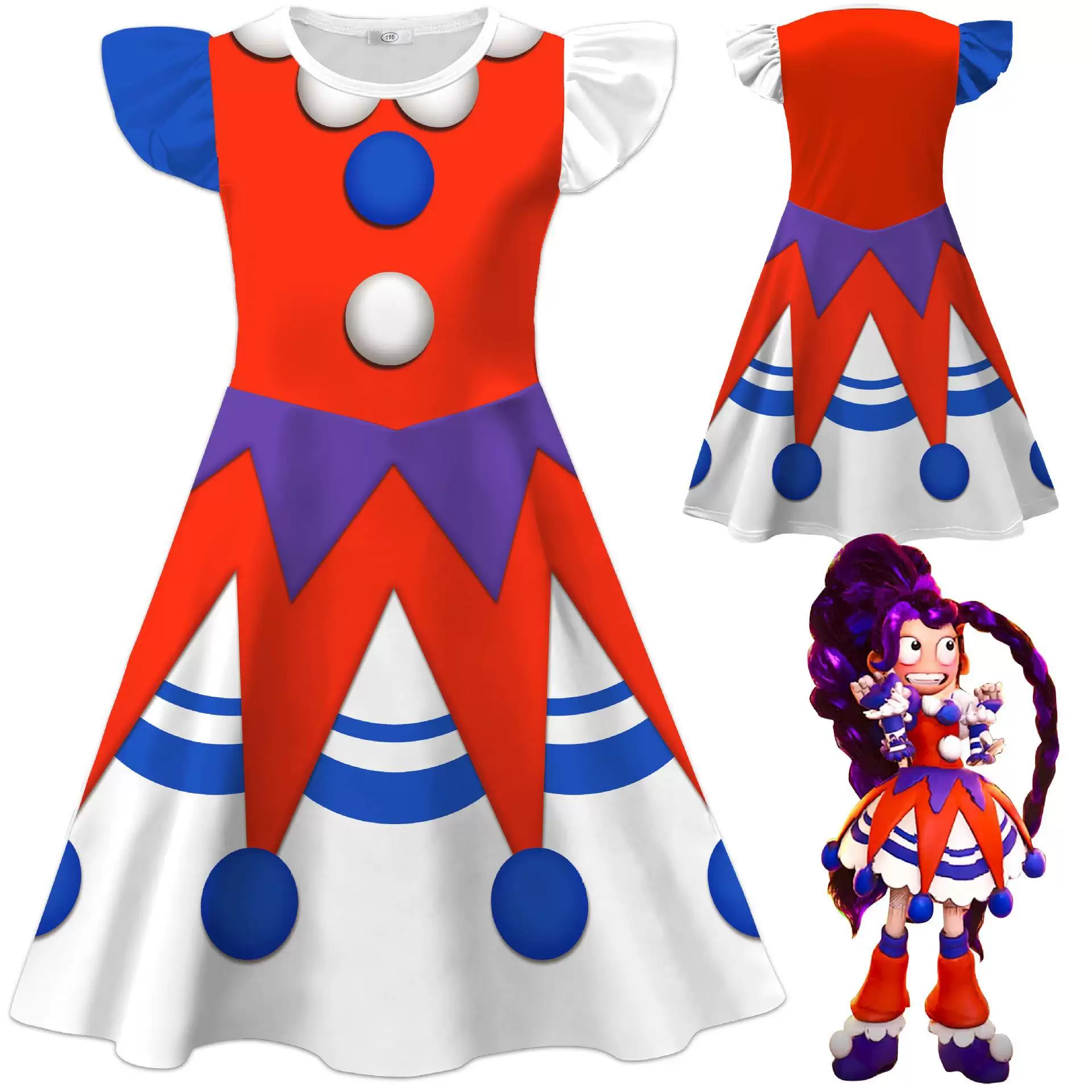 Poppy Playtime Lily Lovebraids Kids Jester Dress & Mask Set 5 Poppy Playtime Lily Lovebraids Kids Jester Dress & Mask Set - Image 4