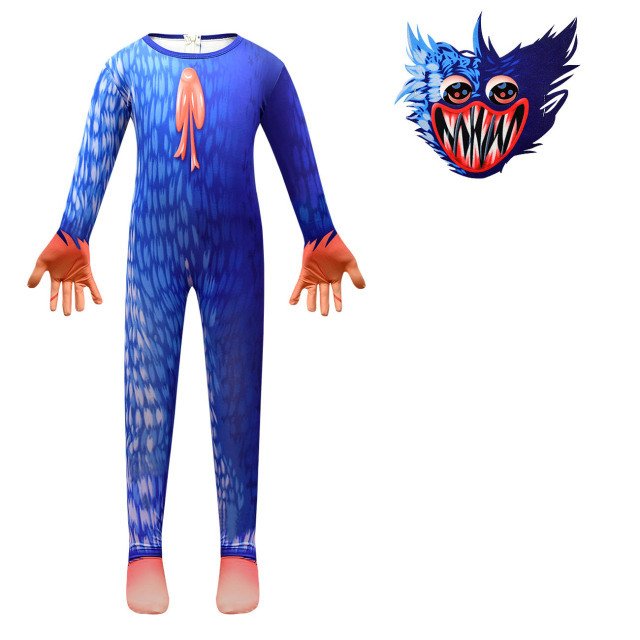 Kids Poppy Playtime Costume Jumpsuit with Mask - Huggy Wuggy Blue / Kissy Missy Pink Monster Game Cosplay Outfits for Boys & Girls 5 Kids Poppy Playtime Costume Jumpsuit with Mask - Huggy Wuggy Blue / Kissy Missy Pink Monster Game Cosplay Outfits for Boys & Girls