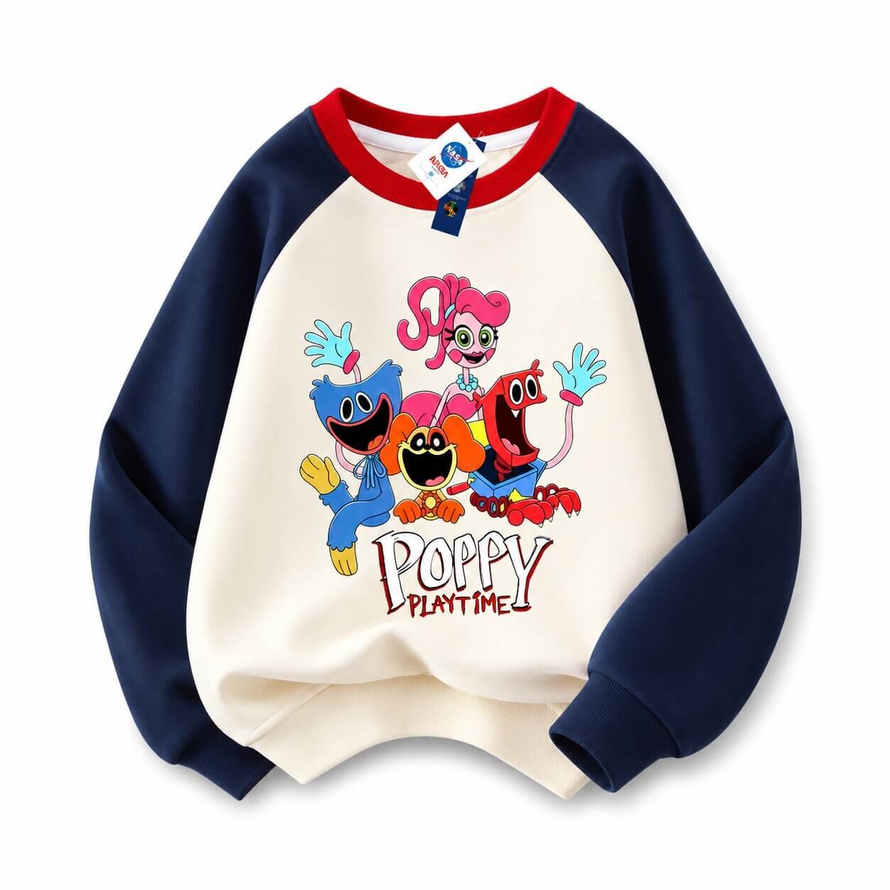 Poppy Playtime Smiling Critters Kids Raglan Sweatshirt - Regular & Fleece Lined Pullover (Sizes 100-160) 6 Poppy Playtime Smiling Critters Kids Raglan Sweatshirt - Regular & Fleece Lined Pullover (Sizes 100-160) - Image 5