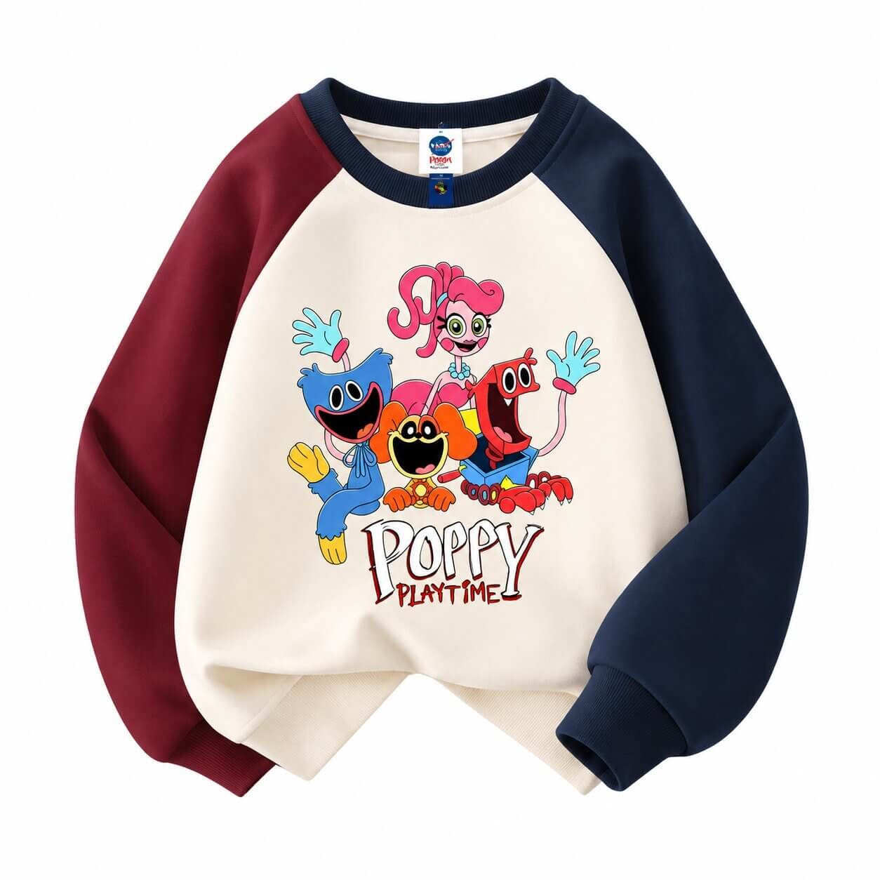 Poppy Playtime Smiling Critters Kids Raglan Sweatshirt - Regular & Fleece Lined Pullover (Sizes 100-160) 7 Poppy Playtime Smiling Critters Kids Raglan Sweatshirt - Regular & Fleece Lined Pullover (Sizes 100-160) - Image 6