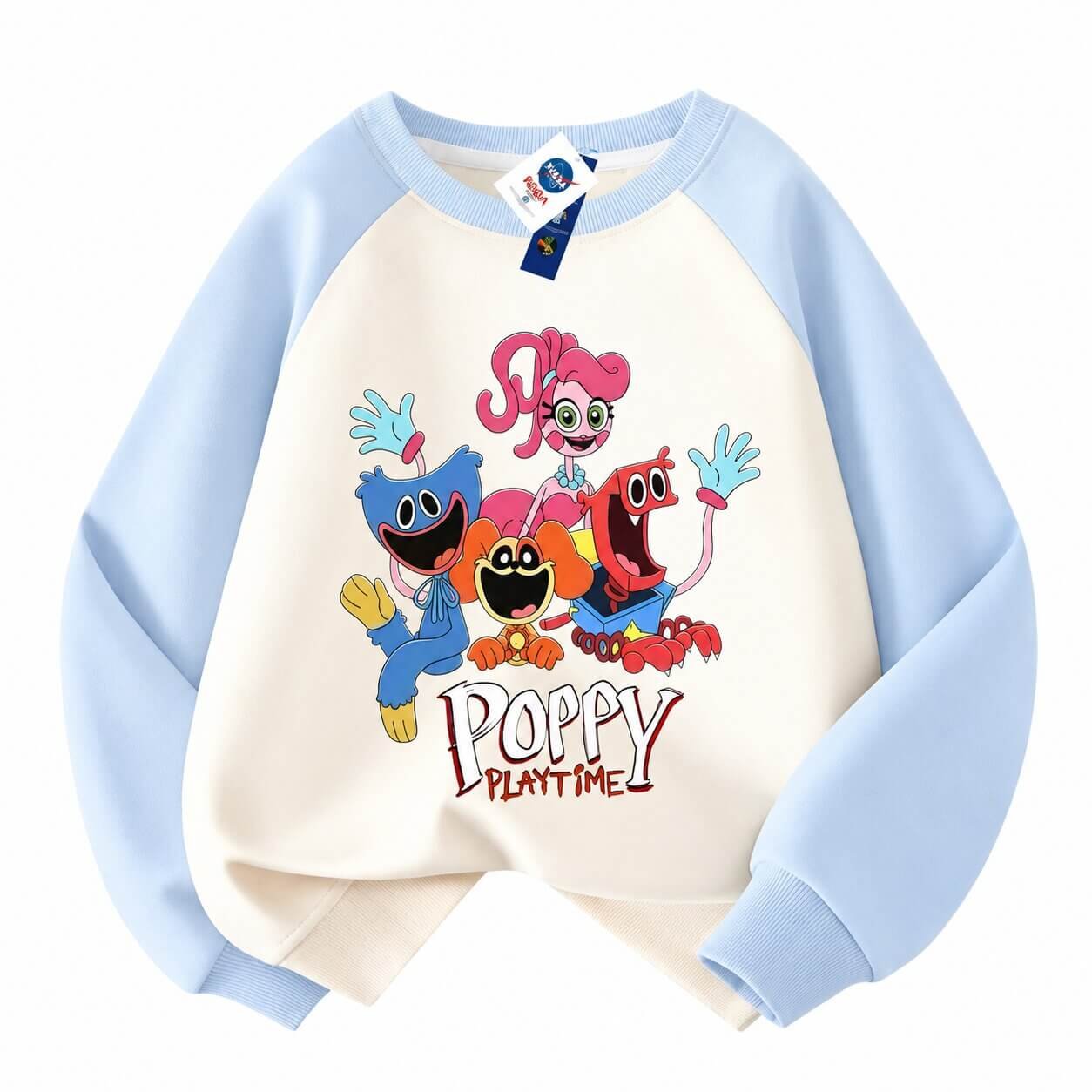 Poppy Playtime Smiling Critters Kids Raglan Sweatshirt - Regular & Fleece Lined Pullover (Sizes 100-160) 8 Poppy Playtime Smiling Critters Kids Raglan Sweatshirt - Regular & Fleece Lined Pullover (Sizes 100-160) - Image 7