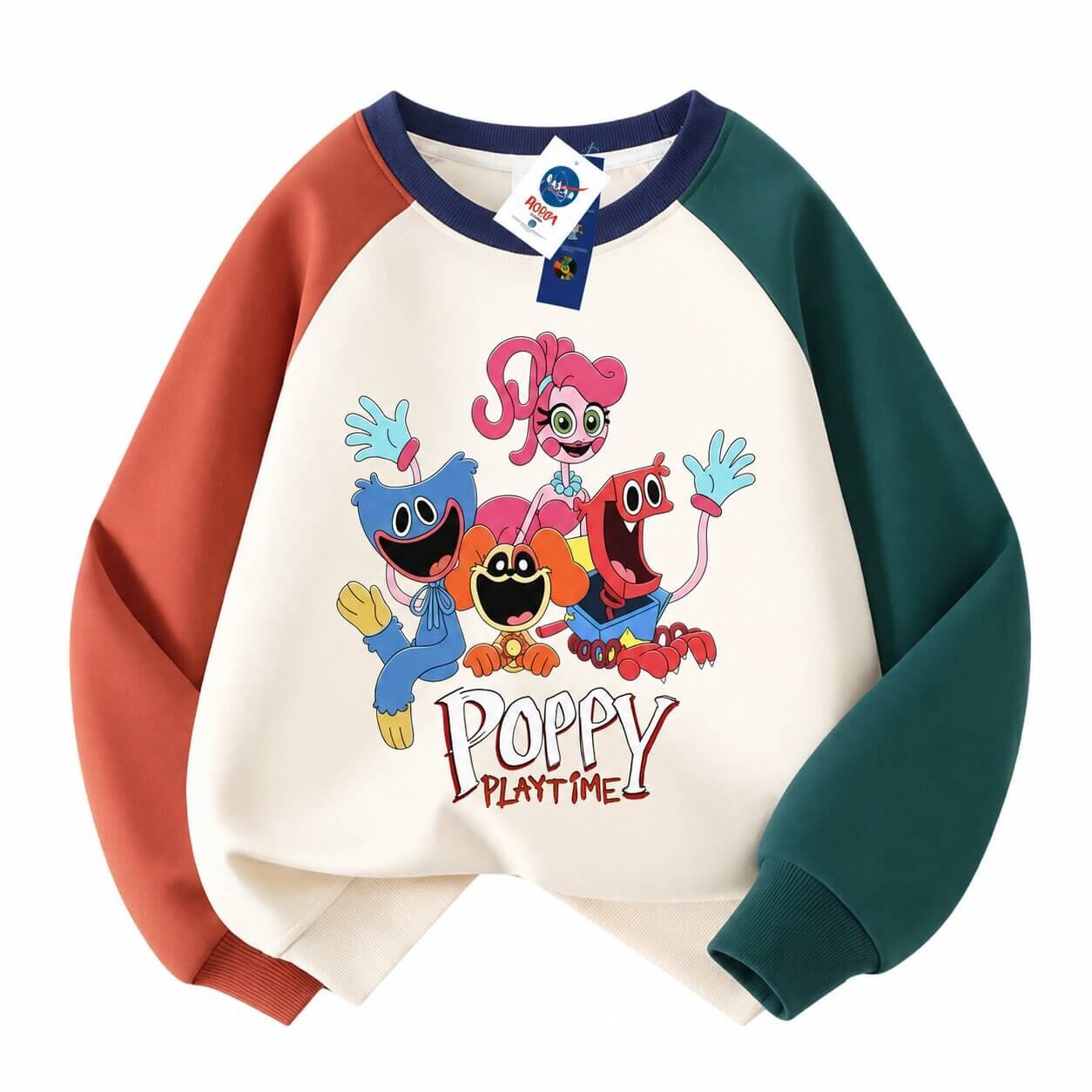 Poppy Playtime Smiling Critters Kids Raglan Sweatshirt - Regular & Fleece Lined Pullover (Sizes 100-160) 4 Poppy Playtime Smiling Critters Kids Raglan Sweatshirt - Regular & Fleece Lined Pullover (Sizes 100-160) - Image 3